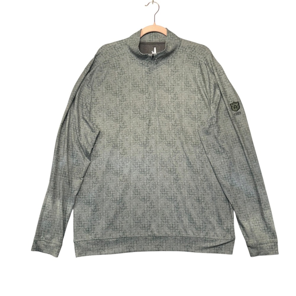 Johnnie-O Mens Large Gray Patterned 1/4 Zip Pullover Performance Mock Neck L